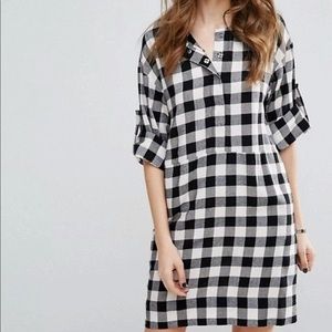 Warehouse Gingham Popper Dress